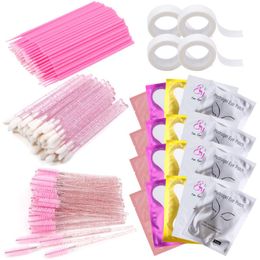 Ensemble d'extension de faux cils, patchs pour les yeux, ruban adhésif, brosses à cils, microbrosse, brosse à lèvres, applicateur, accessoires de cils