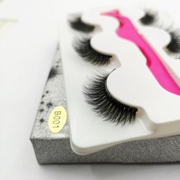 Faux cils cils en gros 3 paires et une pince à épiler bonne qualité cils naturel vaporeux ensemble de soie faux