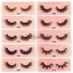 Valse wimpers Wimpers Handgemaakte natuurlijke Crossing Zachte valse wimpers 1 paar glitter verpakking Make-up Extension Lange wimper 3D Mink Lashes E11 x0802