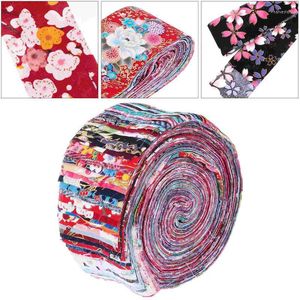 Pestañas postizas tela acolchado Patchwork costura artesanía tira tiras paquete gelatina Diy flor rollos tela algodón rollo Floral japonés Rool