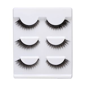 Faux cils Factory Vente directe de la fibre artificielle Outils de maquillage épais naturels 3 paires