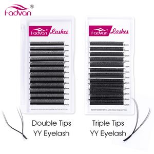 Faux cils Fadvan 3D YY en forme d'extension de cils 3 pointes fendues cils doux BASF Lash CDDD Curl fait à la main de haute qualité Premade Fan Eyelashe 230627