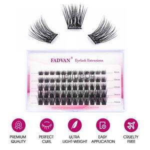 Faux cils Fadvan DIY Clusters Extension de cils segmentée individuelle 70 volume Natural Segmented Couss Bundles Maquillage Supplies X0802