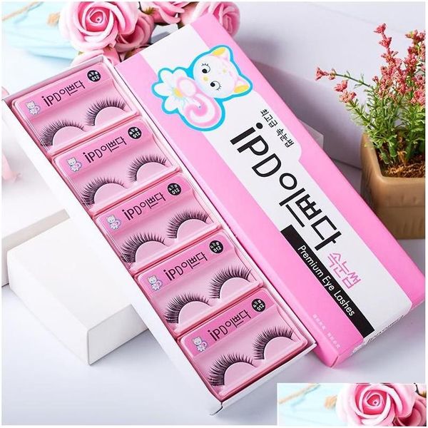 Faux cils Faux cils 10 paires/boîte style coréen chat IPD pur fait à la main naturel épais longs cils livraison directe santé Bea Dhdyt