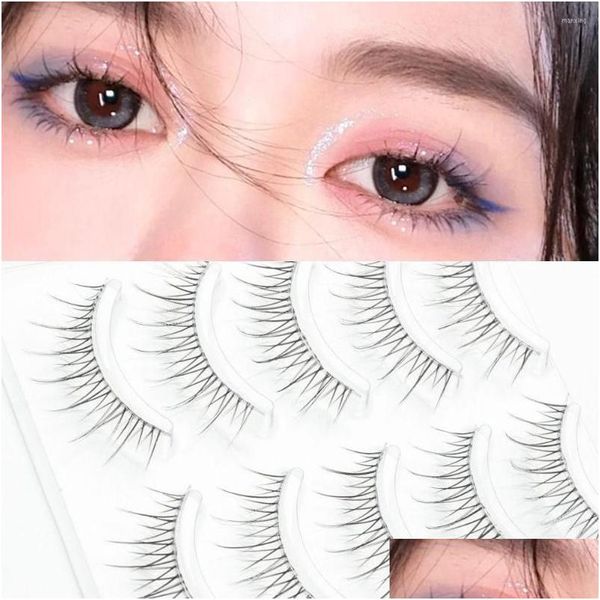 Faux Cils Faux Cils Outils De Maquillage Naturel Simulé À La Main Mince Tige Transparente Petit Diable 3D Vison Cheveux Manga Cils Hea Dhvjk