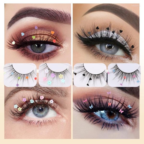 Faux cils Faux vison 15-19mm cils avec des papillons ou des fleurs sur eux pleine bande femme maquillage charmant pour la fête de noël