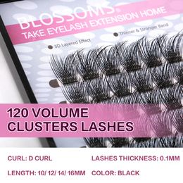 False wimpers FinyDreamy DIY 120 PCS Cluster Lashes 3D Natural Bunch 16mm D Curl Segmented Beam Individuele Mink Tufted Eyelash Fine Lash Tip 230530