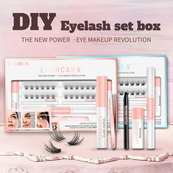 Falsche Wimpern FinyDreamy DIY Lash Extensions Cluster Kit Einzelner schwarzer Kleber zum Beschichten Pinzette Entferner Koreanische Kosmetik Make-up 231213