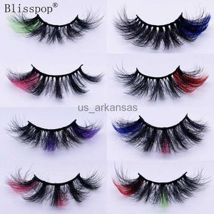 Valse wimpers pluizige 25 mm nertsen wimpers gekleurde wimpers met glitter bulk groothandel roze wit rood blauw dikke mink lashes benodigdheden make -upgereedschap hkd230817