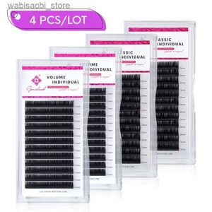 Faux cils Genielash 4 pièces/lot d'extensions de cils personnelles à la menthe utilisées pour construire des extensions de cils de volume professionnel avancées pour les cils24327