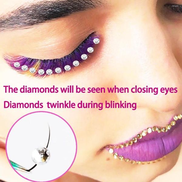 Faux cils paillettes diamant argent brillant strass cils individuels pour beauté fête maquillage couleur fée Extensions de cils