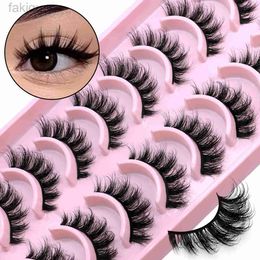 Faux cils Groïnneya 5/10 paires de tueurs de vison artificiels 3D FURDUFY SOFF FULL-THICKNEST WISPY NATUREL Long Fake Eyelashes Curled Wholesale D240508