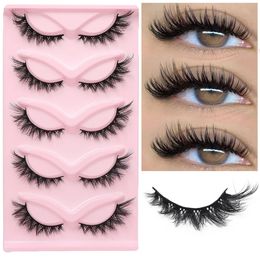 Faux cils GROINNEYA oeil de chat 3D cils naturels moelleux doux croix 5 paires Manga Wispy Extension de cils Makeu 231115