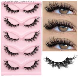 Fanezas de pestañas groinneya Cat Eyelash 3d Natural Fanseh Eyelash Fluffy Soft Cross 5 Par Eyelash Comic Wispy Natural Eyelash Extension Makeu Q240425