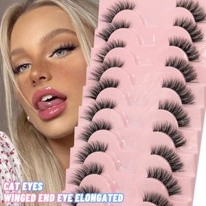 Pestañas postizas GROINNEYA Half Eye Lashes 5 10 pares Natural Faux Mink Cat Wispy Fluffy Extension de pestañas 231024