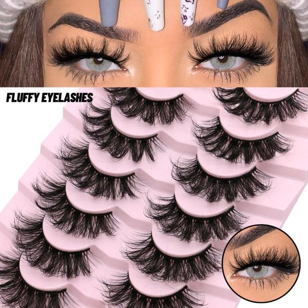 Pestañas postizas GROINNEYA Lashes Mink Fluffy 5/7 pares Larga duración Wispy Natural Dramatic Volume Extension Thick