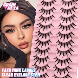 Pestañas postizas GROINNEYA Manga Lashes 10 pares 3D Clear Band Aspecto natural Wispy Mink Fluffy Cat Eye Pack Fake 231017