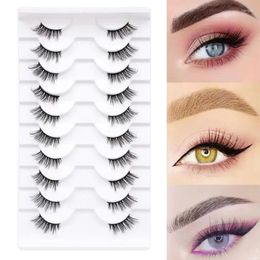 Posillas postizas de las pestañas Eey 10 pares Faux 3d Mink Natural Wispy Fluffy Eyelash Extension Makeups Herramienta