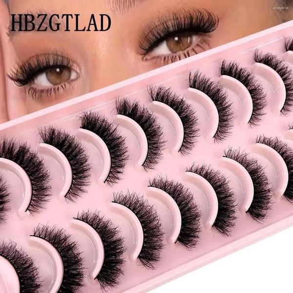 Faux cils hbzgtlad 10 paires 3d faux vison cils volume moelleux kit de maquillage court eaux longues naturelles