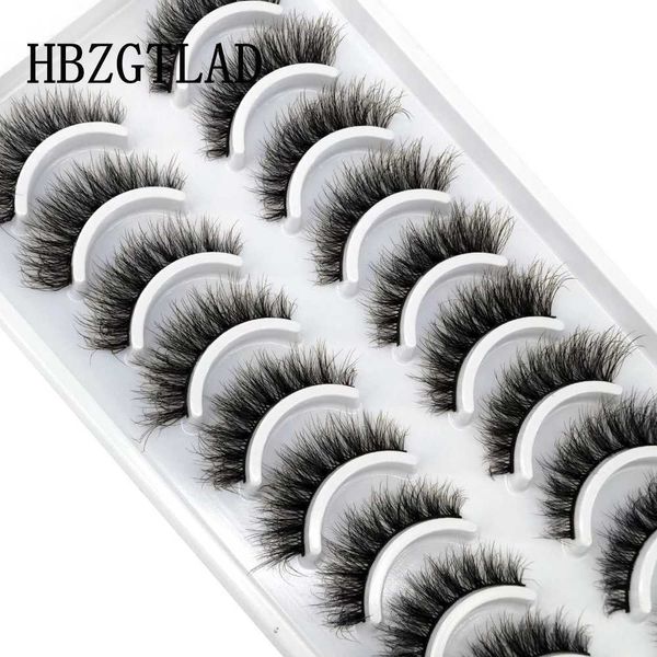 Faux cils hbzgtlad 10 paires de cils 3d Natural long Faux Fluffy et Soft Cross Comic Comic Wispy Essied Extension Q240510