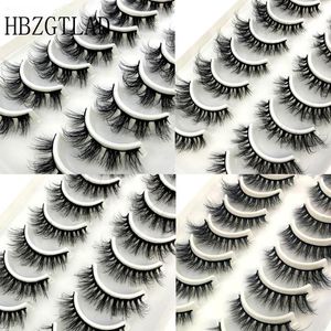 Pestañas postizas HBZGTLAD 2-10 pares 6D Faux Mink Lashes Volumen esponjoso suave pestañas postizas Wispy Natural Long Extension