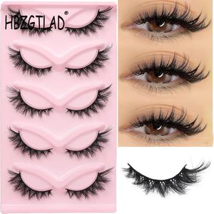 Faux cils HBZGTLAD oeil de chat 3D cils naturels moelleux doux croix 5 paires Manga Wispy Extension de cils maquillage 231024