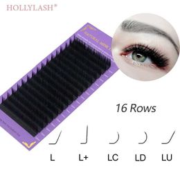 Faux cils Hollylash L Extension de cils personnels bouclés à la main Soft L + / LC / LD / LU (M) 7-15 mm Silk naturel mixte Sable Q240510