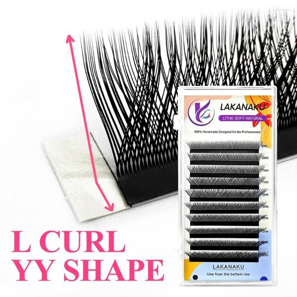 Pestañas postizas LAKANAKU L Curl YY Extensiones de pestañas Todos los tamaños Premium Y Shape 2D Cilios