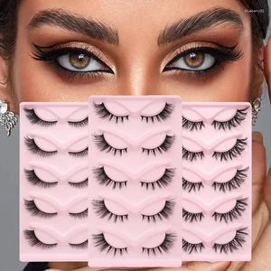 Pestañas de pestañas postizas Cat Eye 3D Natural Fluffy Soft Beauty Cross Beauty 5 Pares Manga Magno de Extensión Wispy Femenina