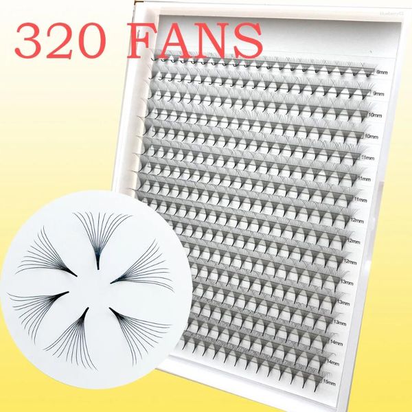 Pestañas postizas LASHKARAT 320 Fans Extensiones de pestañas Volumen prefabricado Tallo medio Afilado Fino Prefabricado Abanico ruso