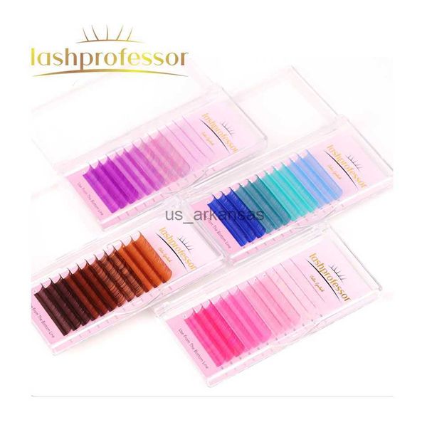 Posadas de pestañas Frases Mezclas Color Extensión de pestañas individuales Faux Mink Gradiente Rojo marrón verde Purple Purple Pink Colored Makeup Supply HKD230817