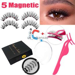 False wimpers Lekofo 2023 Magnetische wimper kavel met 5 magneet mink wimper herbruikbare 3D valse oog wimpers make -up faux cils magnetique pincet hkd230817