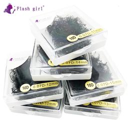 Pestañas postizas Tallo largo Flash Girl Maquillaje Fans prefabricados cortos 1000 en una caja 007 D Etiqueta privada Rusia Volumen Pestañas a granel 231213