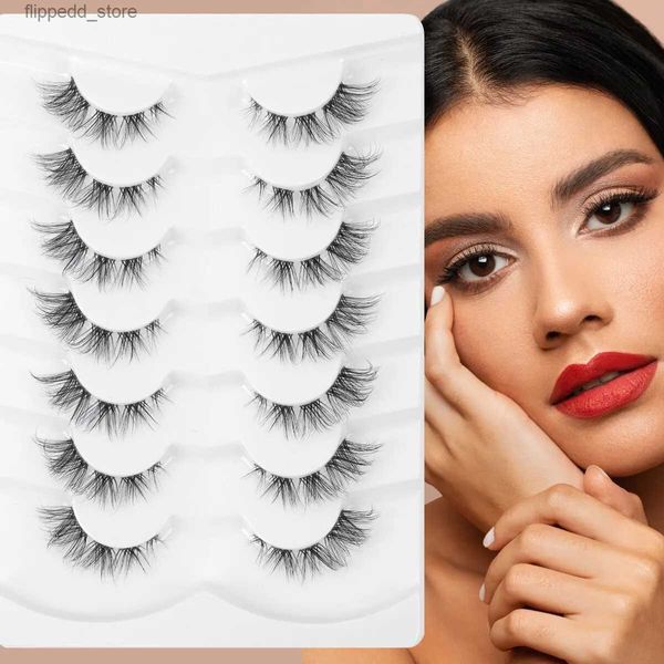 Faux-cils MAGEFY 7 paires Pack Extensions de cils Sexy oeil de chat demi-cils aspect naturel vaporeux moelleux cils oeil ange Faux vison cils Q231129