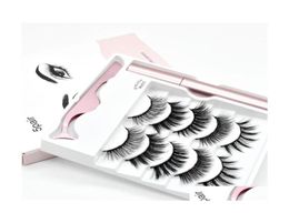 Posadas de pestañas falsas Tweezer de delineador de ojos líquidos magnéticos 5 herramientas de maquillaje de pegamento magné