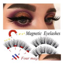 False wimpers magnetisch met 4 magneten 3D wimpermagneet Lashes applicator Natuurlijke extensie Tweezer krultje drop levering gezondheid zijn dhrec