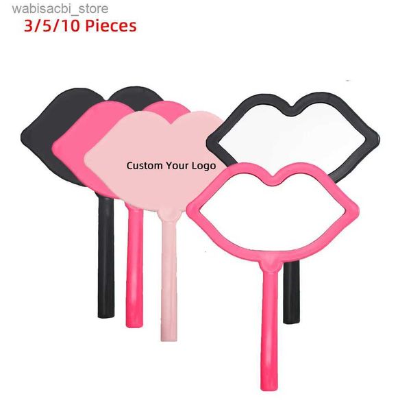 Faux cils miroir de maquillage avec poignée personnalisée en gros cadeaux cosmétiques en vrac créatif petite entreprise cils hydrothérapie salon de coiffure miroir 24327