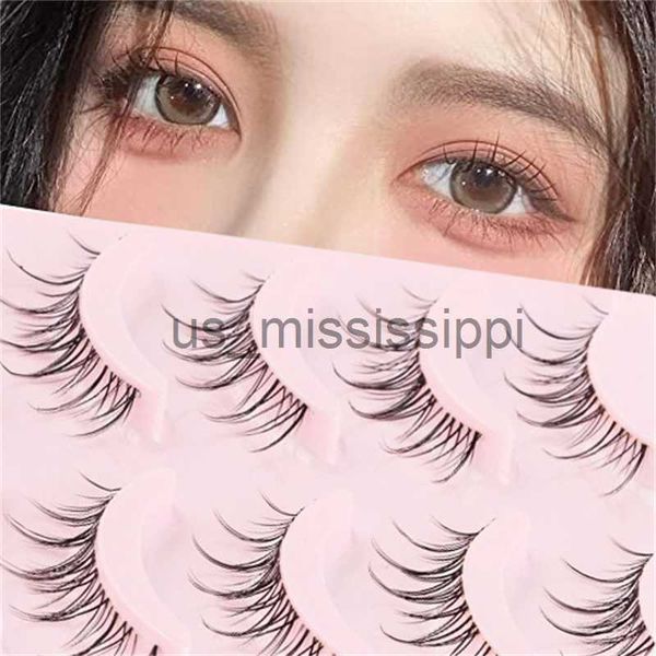 Faux cils Manga Lashes 5 paires Anime Cosplay Faux Mink Lashes Coréen Naturel court Pleine Bande Cils Bande Claire Cils Doux Extension x0830