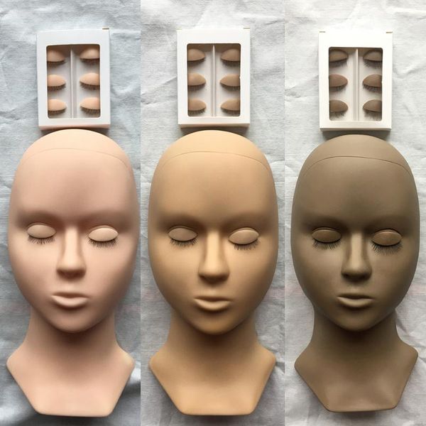 Tête de mannequin de faux cils pour la pratique à la main en silicone Lash Lashes Extension Practicing Dummy Training MannequinFaux FauxFaux