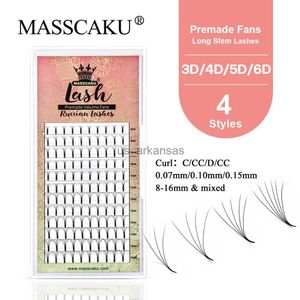 Fne Fne Eyelashes Masscaku 3D/4D/5D/6D Long STEM Fans Made Volumen ruso 8-15Mix ventiladores prefabricados Embalaje personalizado Falsos pestañas individuales HKD230817