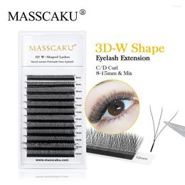 Faux Cils MASSCAKU 5D W Forme Blister Ventilateurs Préfabriqués Extensions de Cils Design Super Doux Volume Cils Naturel Flase Lashes Maquillage