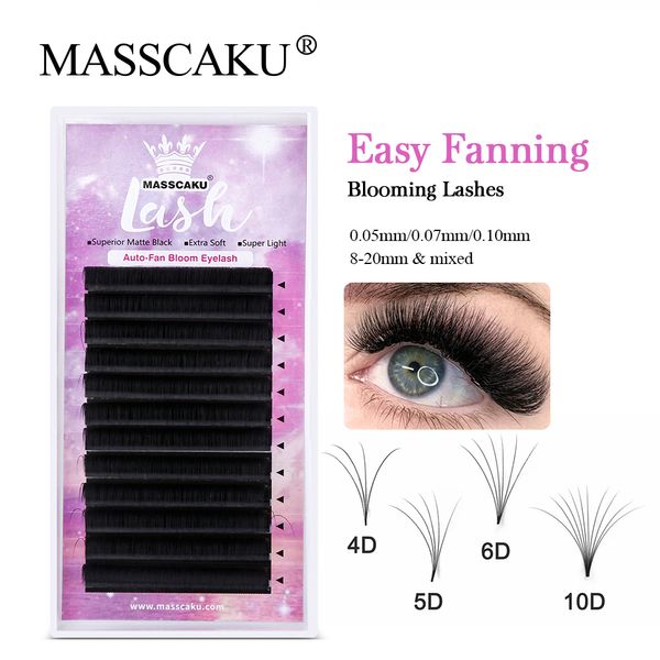 Pestañas postizas MASSCAKU Auto Fan Lashes 005 C Curl 815 Mix 12 filas 3D Extensiones de pestañas autoventiladas Visón sintético Cilios naturales Pestañas de seda 230922