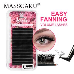 Faux-cils MASSCAKU Easy Fanning Bloom Volume de floraison automatique Faux vison cils individuels épais Extension de cils naturels 230821