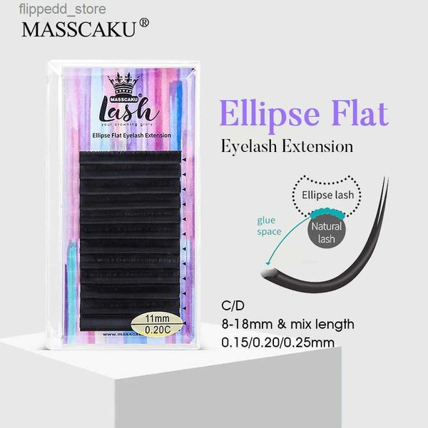 Faux-cils MASSCAKU Extension de cils plats mats C D Curl 8-18 mm individuel mixte broche Ellipse doux Nature cils fournitures en gros Q231129