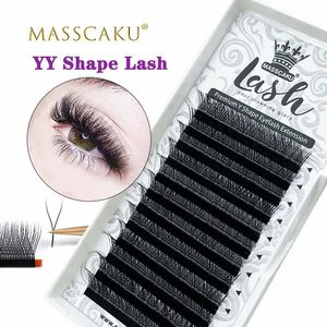 Faux-cils MASSCAKU vend 12 rangées de cils en forme de YY, faux vison à double pointe, style Y, volume russe, cils individuels facilement pelucheux 231017