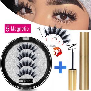 False wimpers MB 2020 Lange magnetische wimpers 5 magneet False wimper make -up extensie 3D mink lashes faux cils magnetique naturel + pincet hkd230817