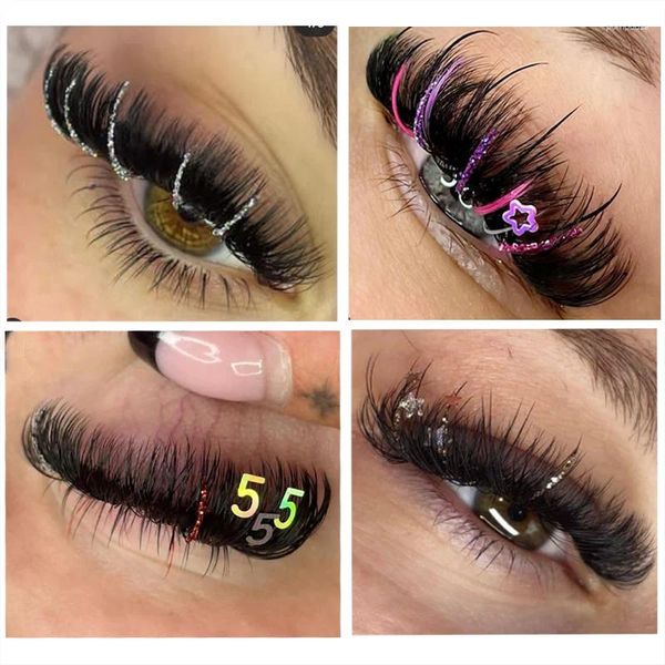 Faux de cils mega marques vente couleur paillettes extensions de cils mode chathisse russe classique volume clusters grappes moelleuse