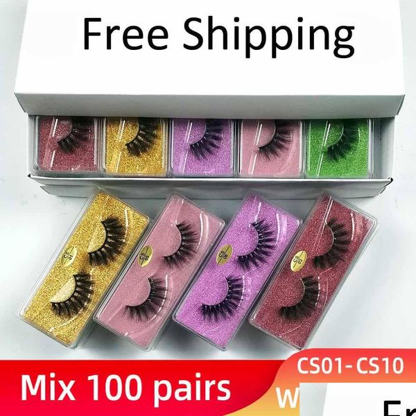 Faux Cils Vison BK Gros Mix 10 Styles Pack Naturel Cils Épais Maquillage À La Main Coton Tige Doux Allonger Drop Livraison H Dhtjf