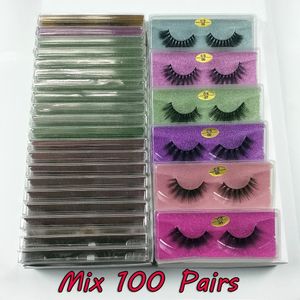 Valse wimpers Nertsenwimpers Bulkgroothandel 20/30/50/100 paar Pluizige piekerige natuurlijke lange valse wimpers Make-up Fake Lash 3D Mink Lashes Pack 231018