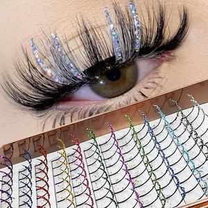 Faux Cils Mix 12 Couleur Glitter Lashes Fluffy Stries Cosplay Maquillage Beauté Cils Individuels Extension Gros Fournisseur 230703